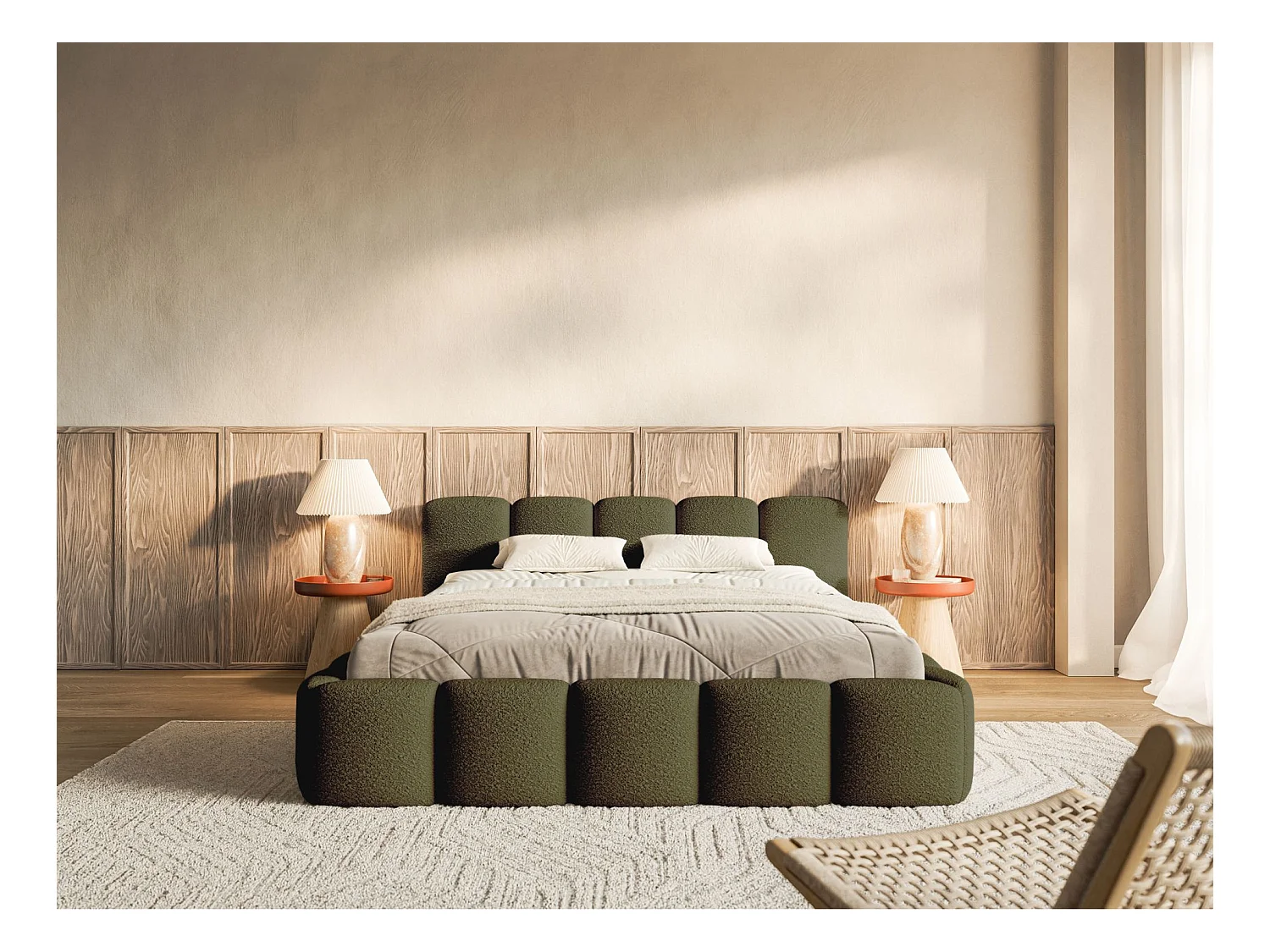 Lit avec coffre 160x200 cm - olive- Cloudy Low