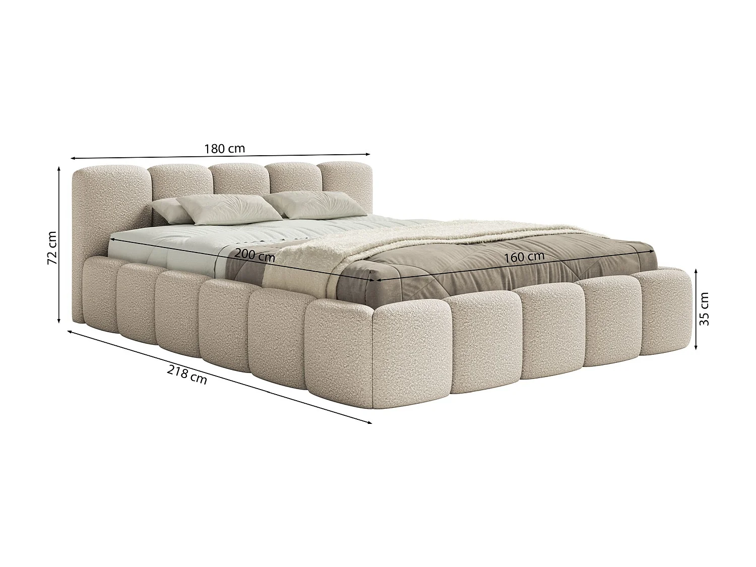 Lit avec coffre 160x200 cm - olive- Cloudy Low