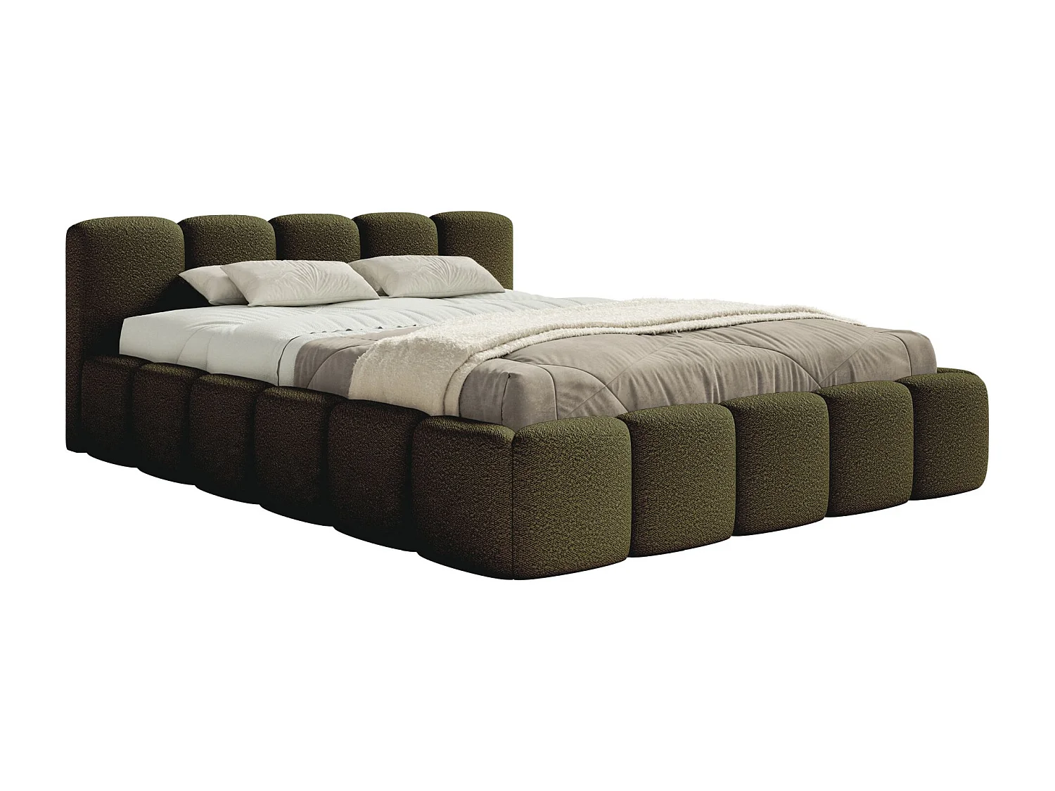 Lit avec coffre 160x200 cm - olive- Cloudy Low