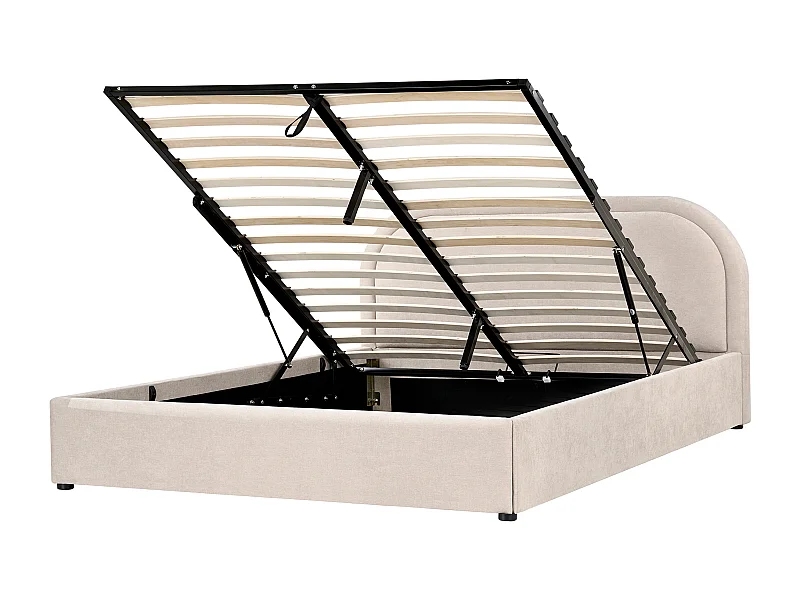 Letto contenitore Tessuto QUILLIEN 160 x 200 cm Beige