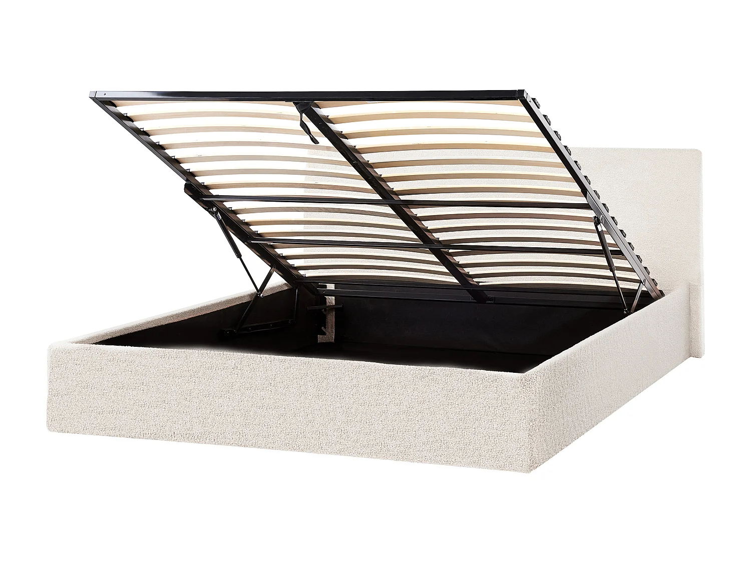 Bett mit Stauraum Bouclé ORBEY 140 x 200 cm Cremeweiss