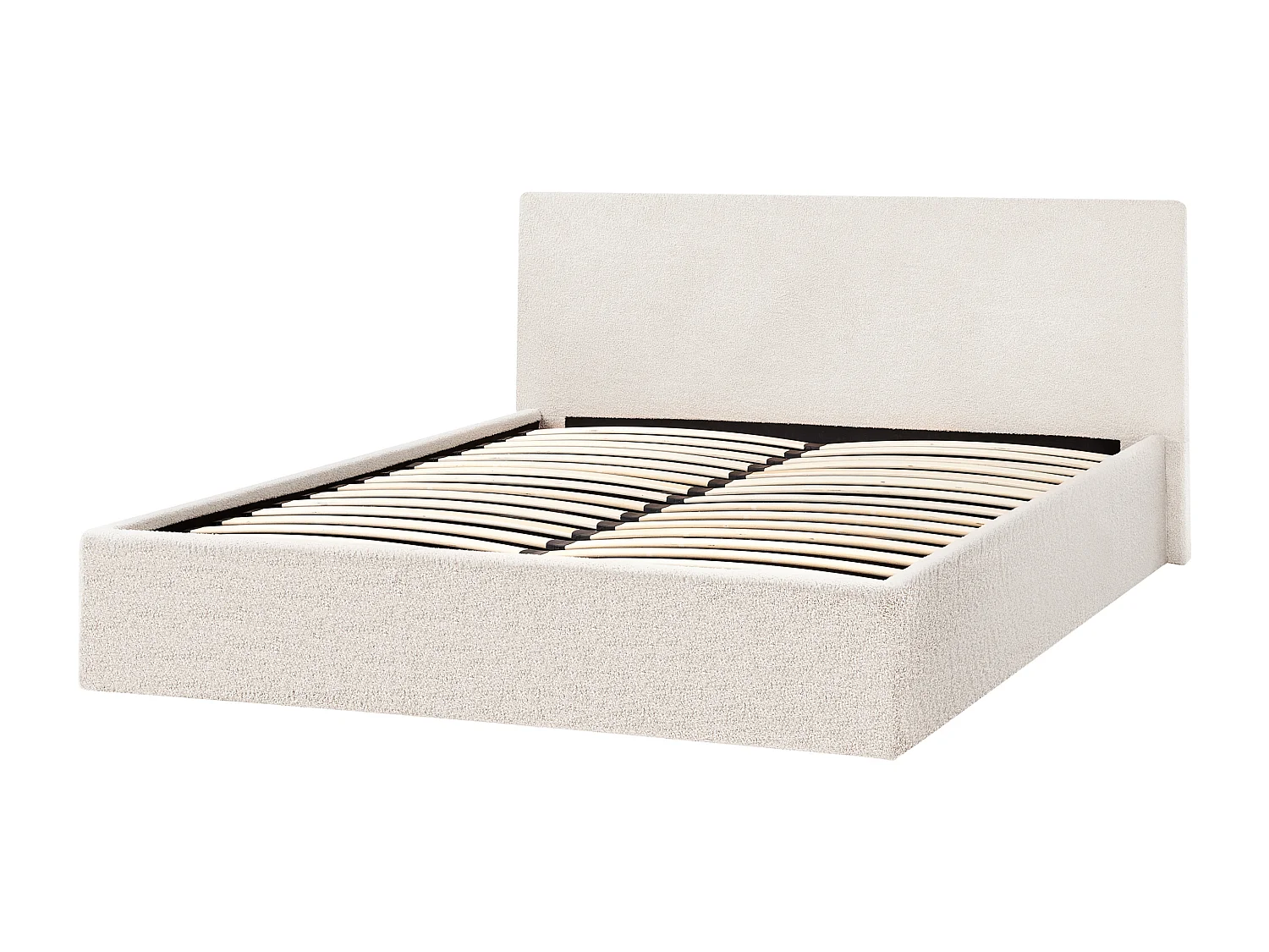 Bett mit Stauraum Bouclé ORBEY 140 x 200 cm Cremeweiss