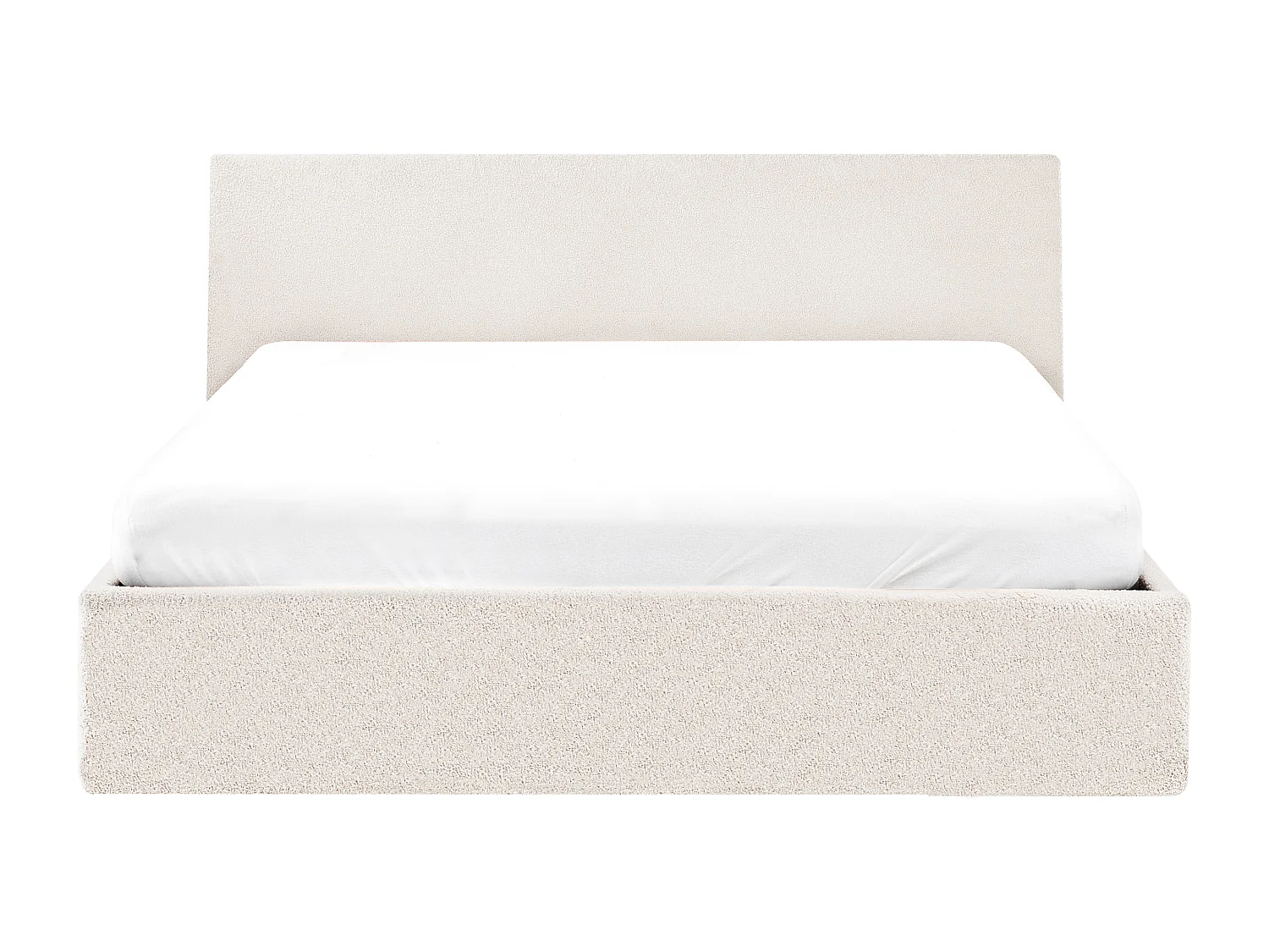 Bett mit Stauraum Bouclé ORBEY 140 x 200 cm Cremeweiss