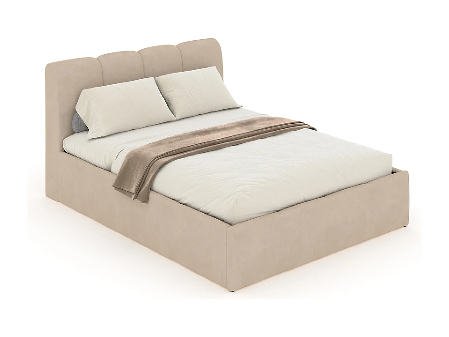 Lit nuage coffre 160x200cm velours beige BALTIMORE