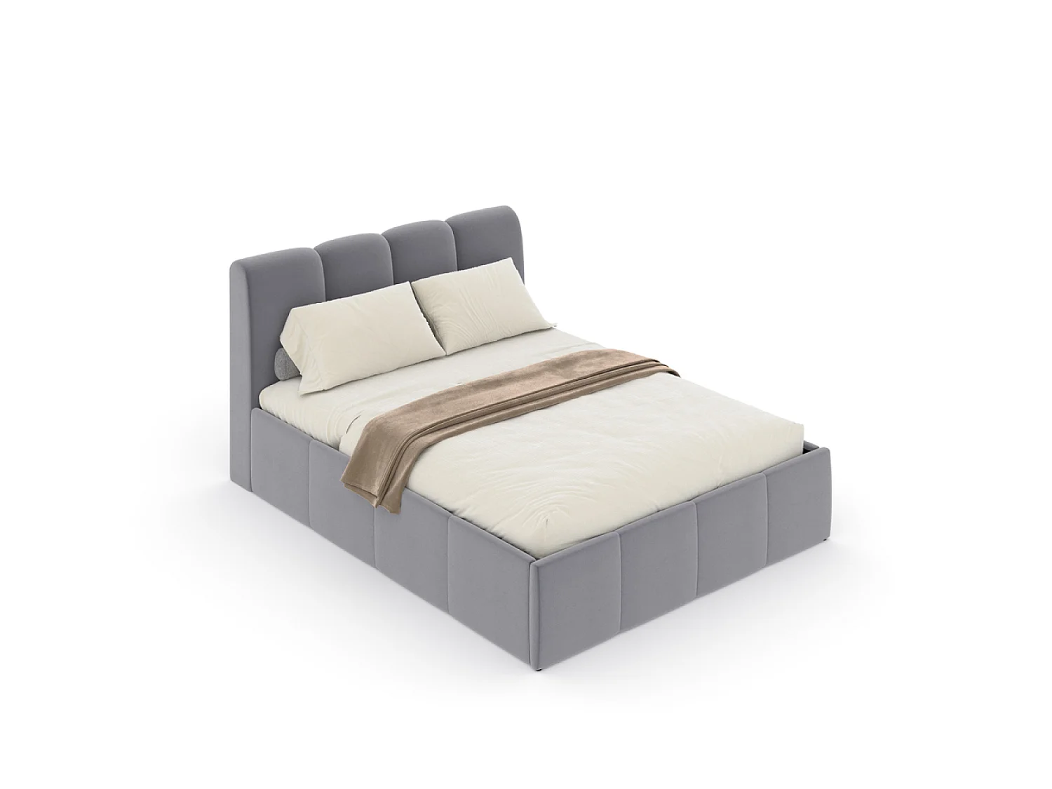 Wolken opbergbed 160x200cm grijs fluweel met verborgen opbergruimte