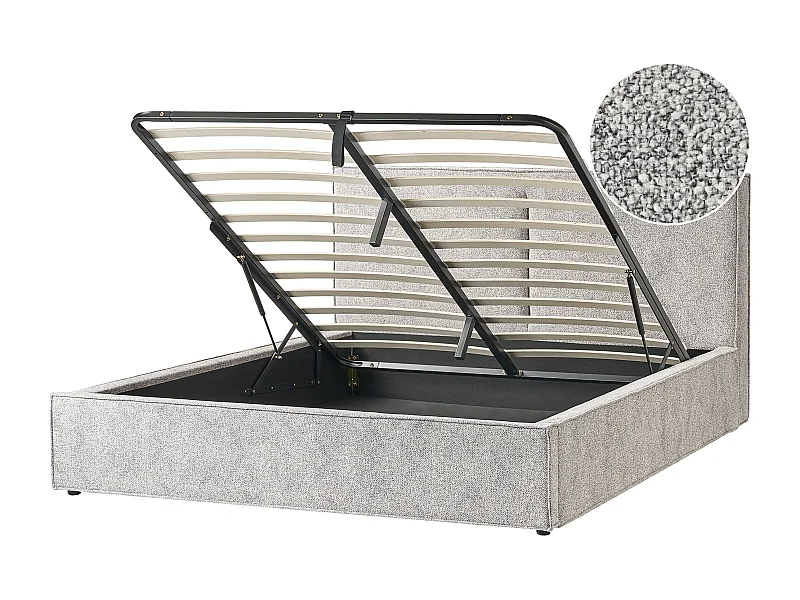 Cama con almacenaje Velur de punto MOISSAC 180 x 200 cm Gris/Beige
