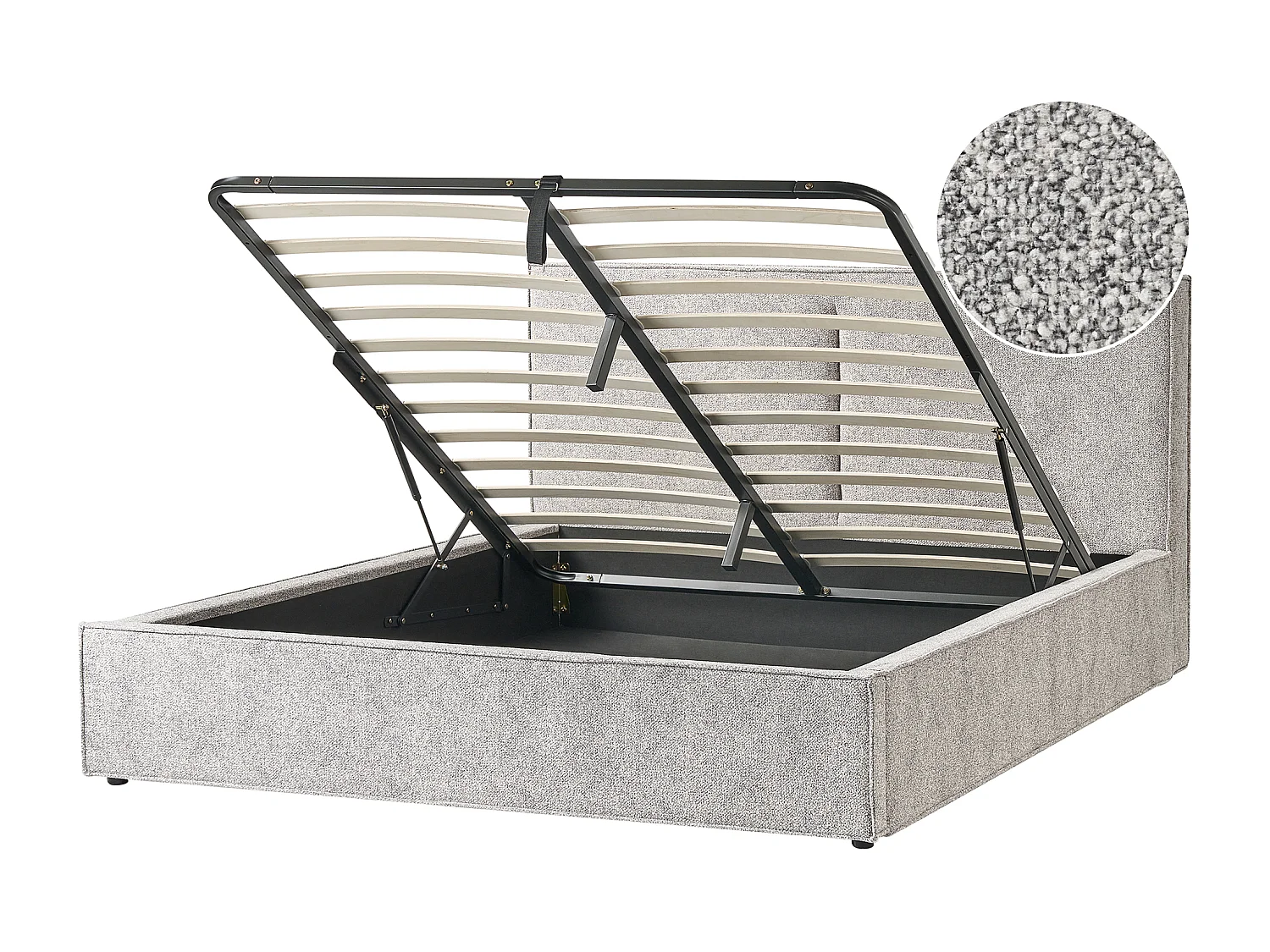 Bett mit Stauraum Strickvelours MOISSAC 180 x 200 cm Grau / Beige