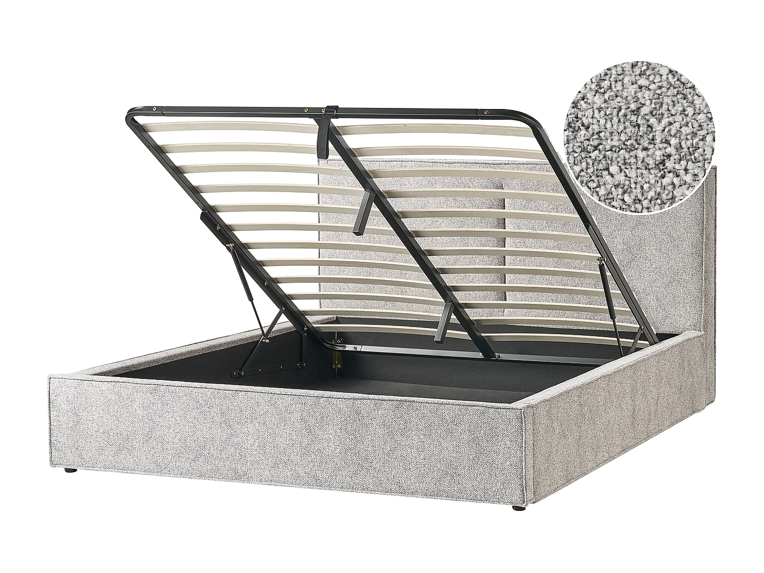 Lit ottoman Velours tricoté MOISSAC 180 x 200 cm Gris/beige