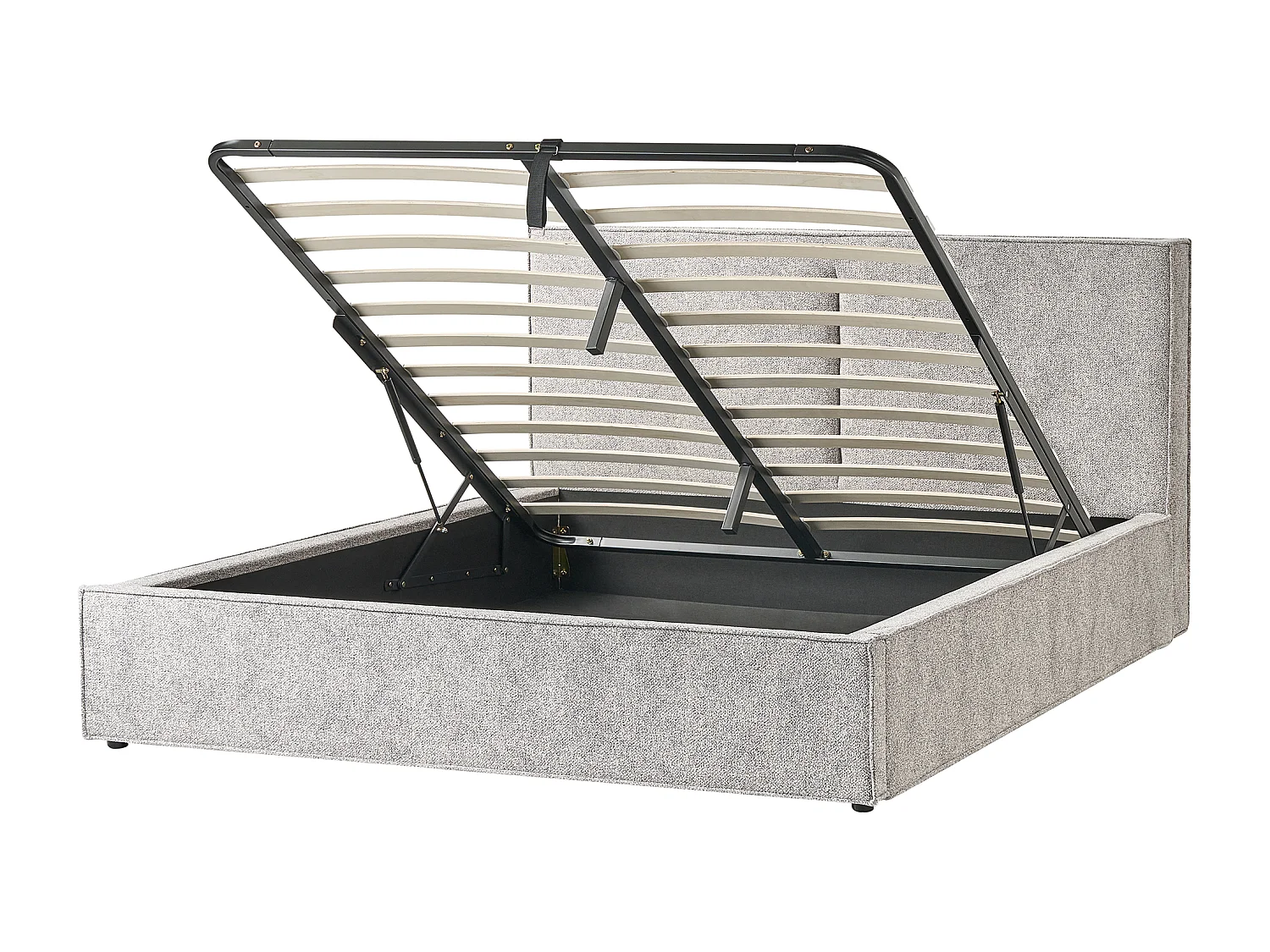 Lit ottoman Velours tricoté MOISSAC 180 x 200 cm Gris/beige