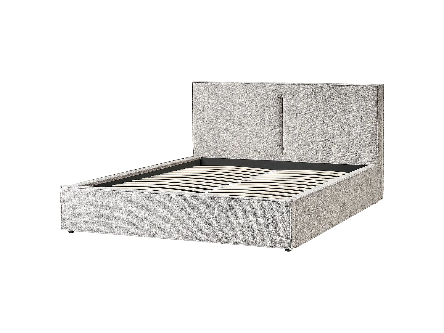 Lit ottoman Velours tricoté MOISSAC 180 x 200 cm Gris/beige