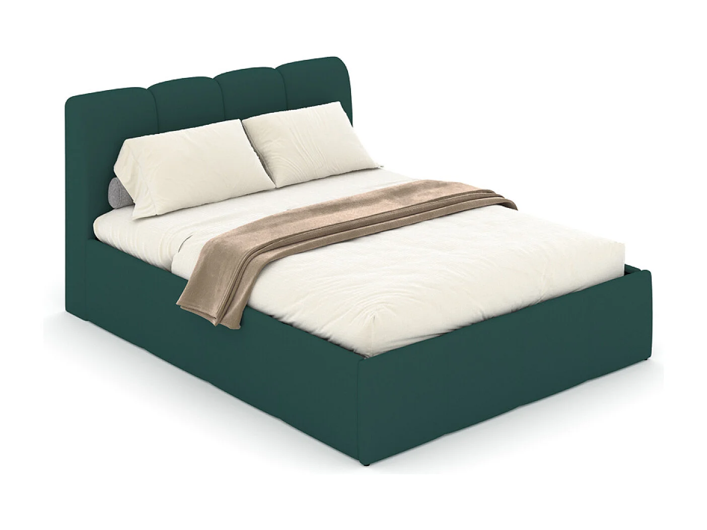 Lit nuage coffre 160x200cm velours vert BALTIMORE