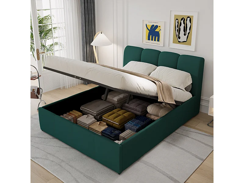 Fluweel Opbergbed Groen 160x200cm