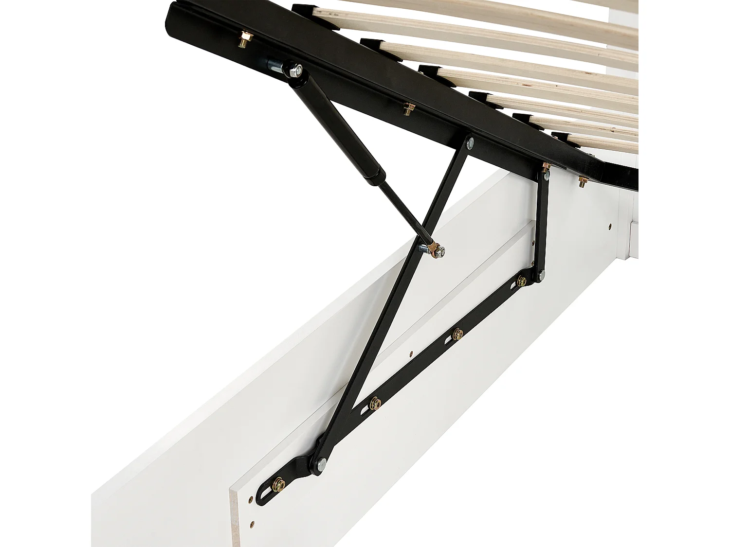 Lit ottoman Bois de pin LAMBRES 140 x 200 cm Blanc