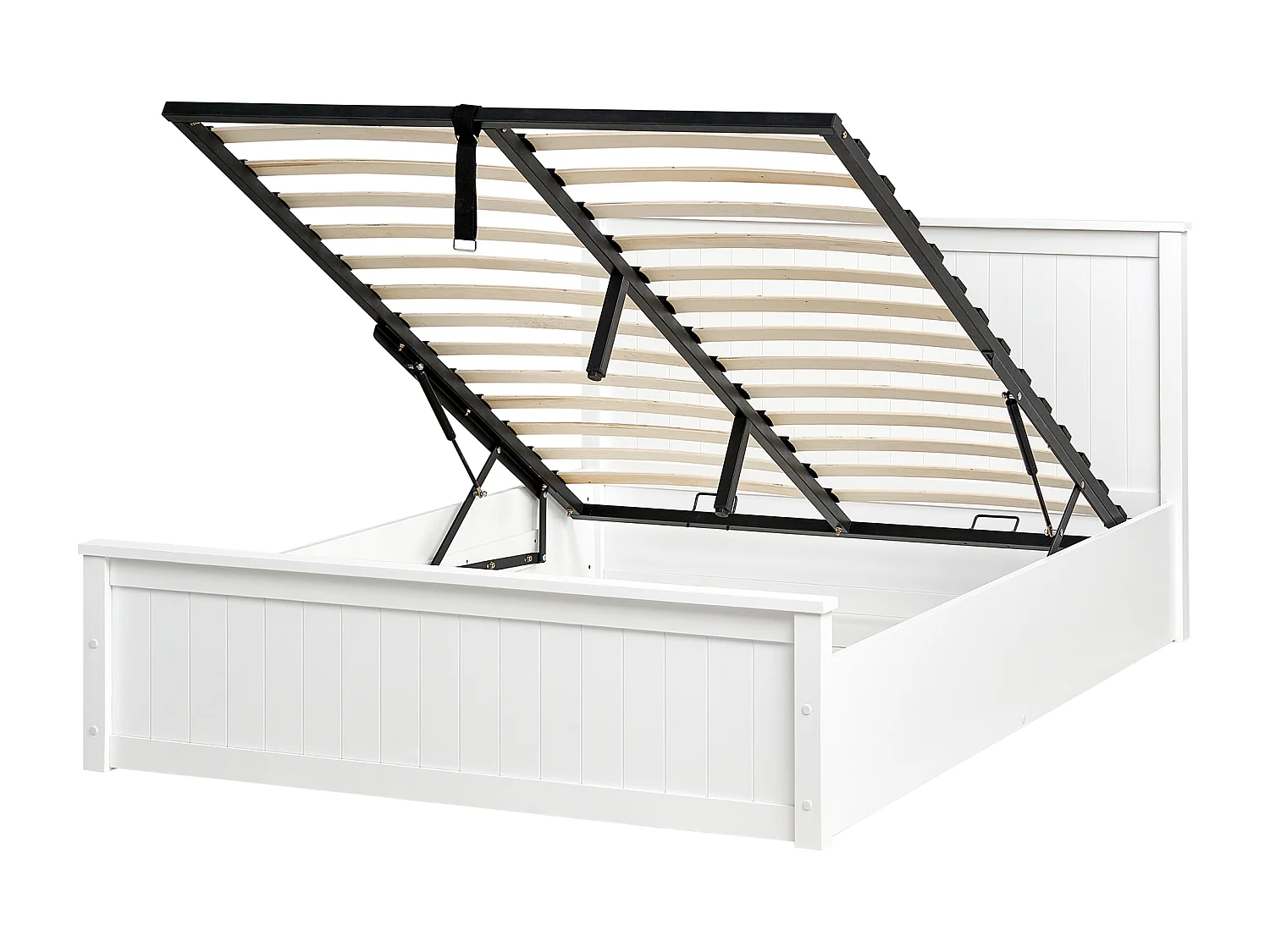 Bett mit Stauraum Kiefernholz LAMBRES 140 x 200 cm Weiss