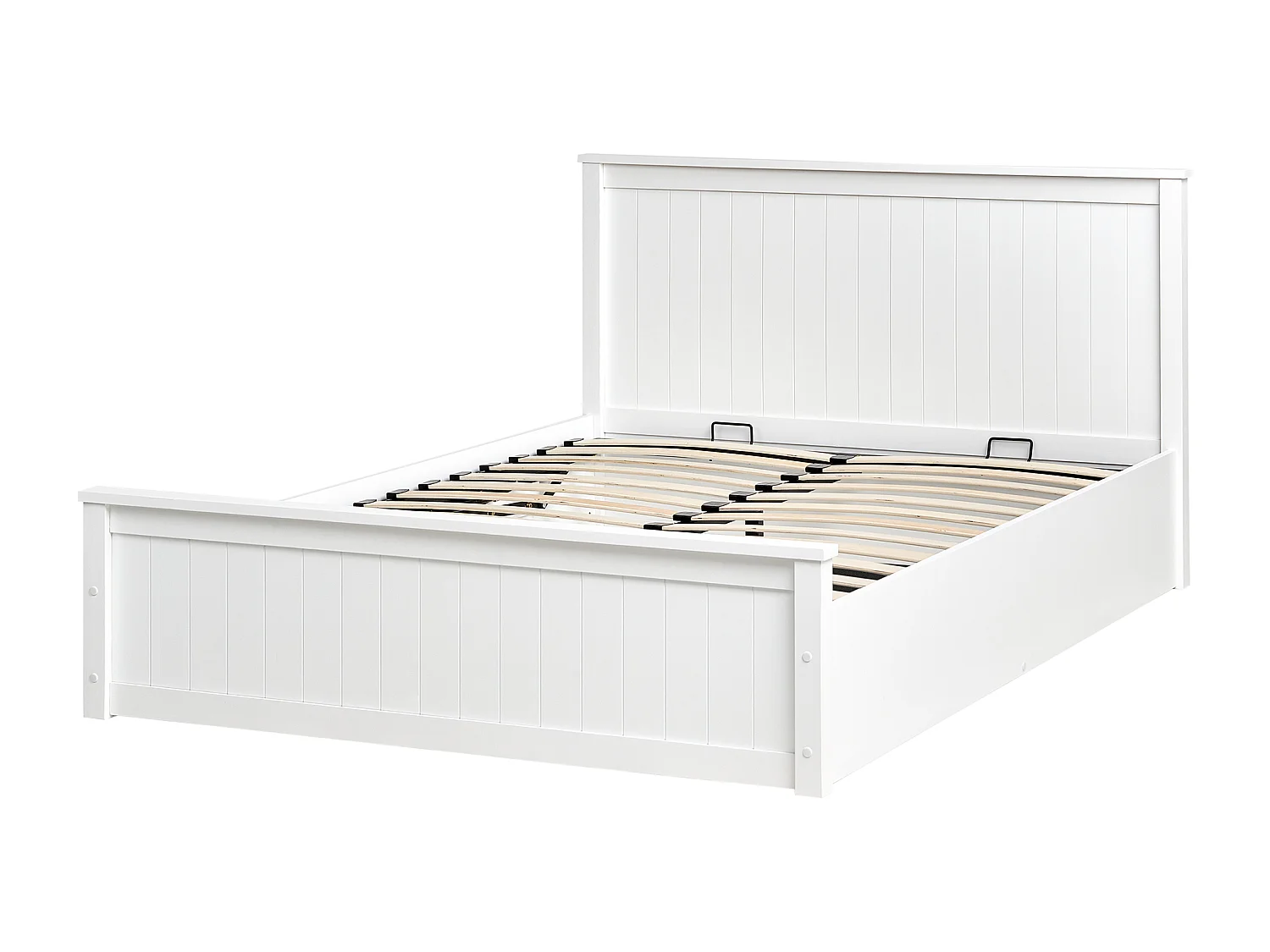 Bett mit Stauraum Kiefernholz LAMBRES 140 x 200 cm Weiss