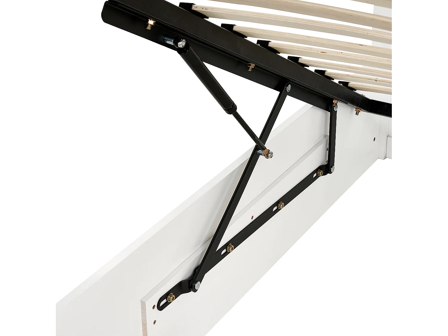 Bett mit Stauraum Kiefernholz LAMBRES 140 x 200 cm Weiss