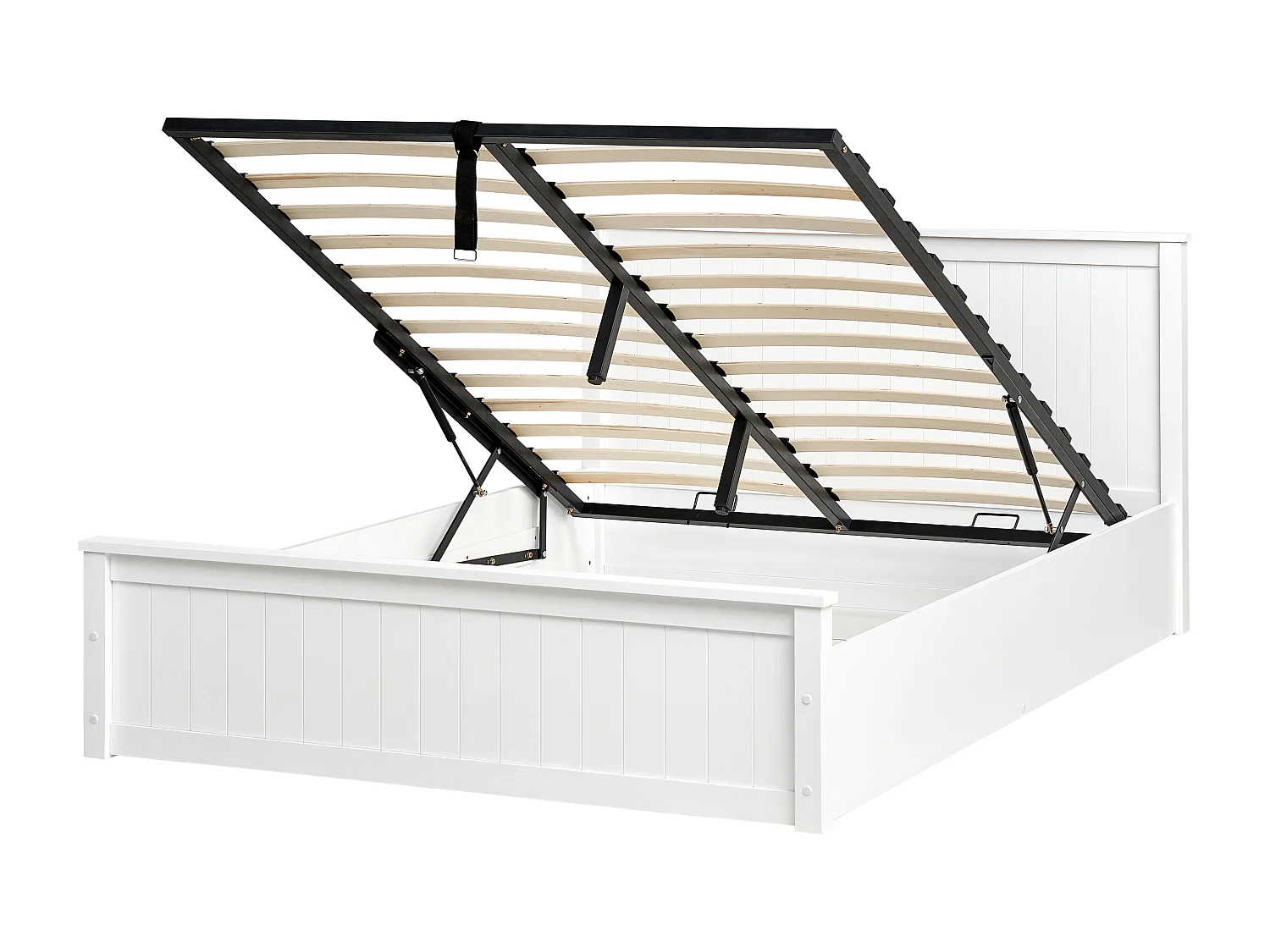 Letto contenitore Legno di pino LAMBRES 140 x 200 cm Bianco