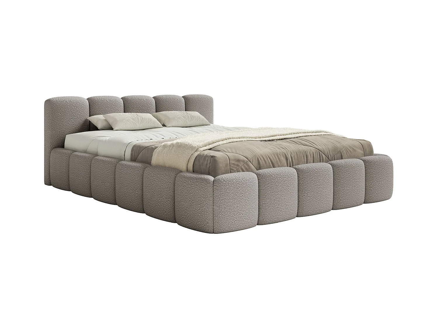 Lit avec coffre 160x200 cm - gris- Cloudy Low