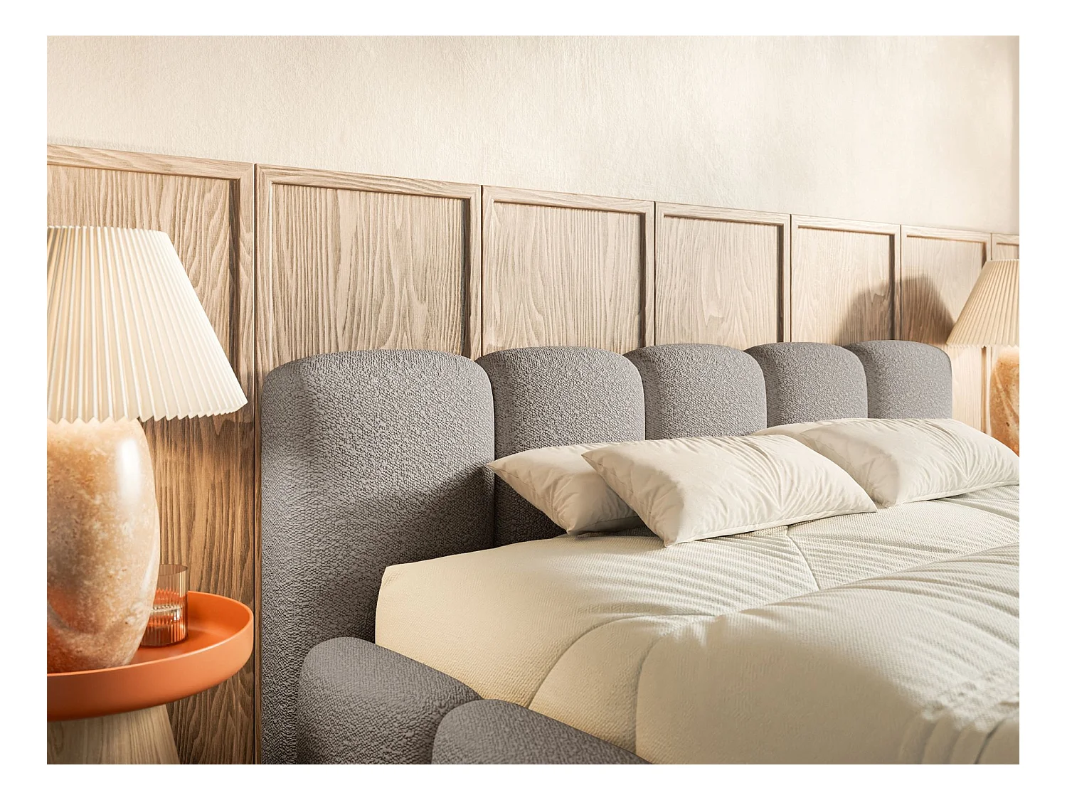 Lit avec coffre 160x200 cm - gris- Cloudy Low