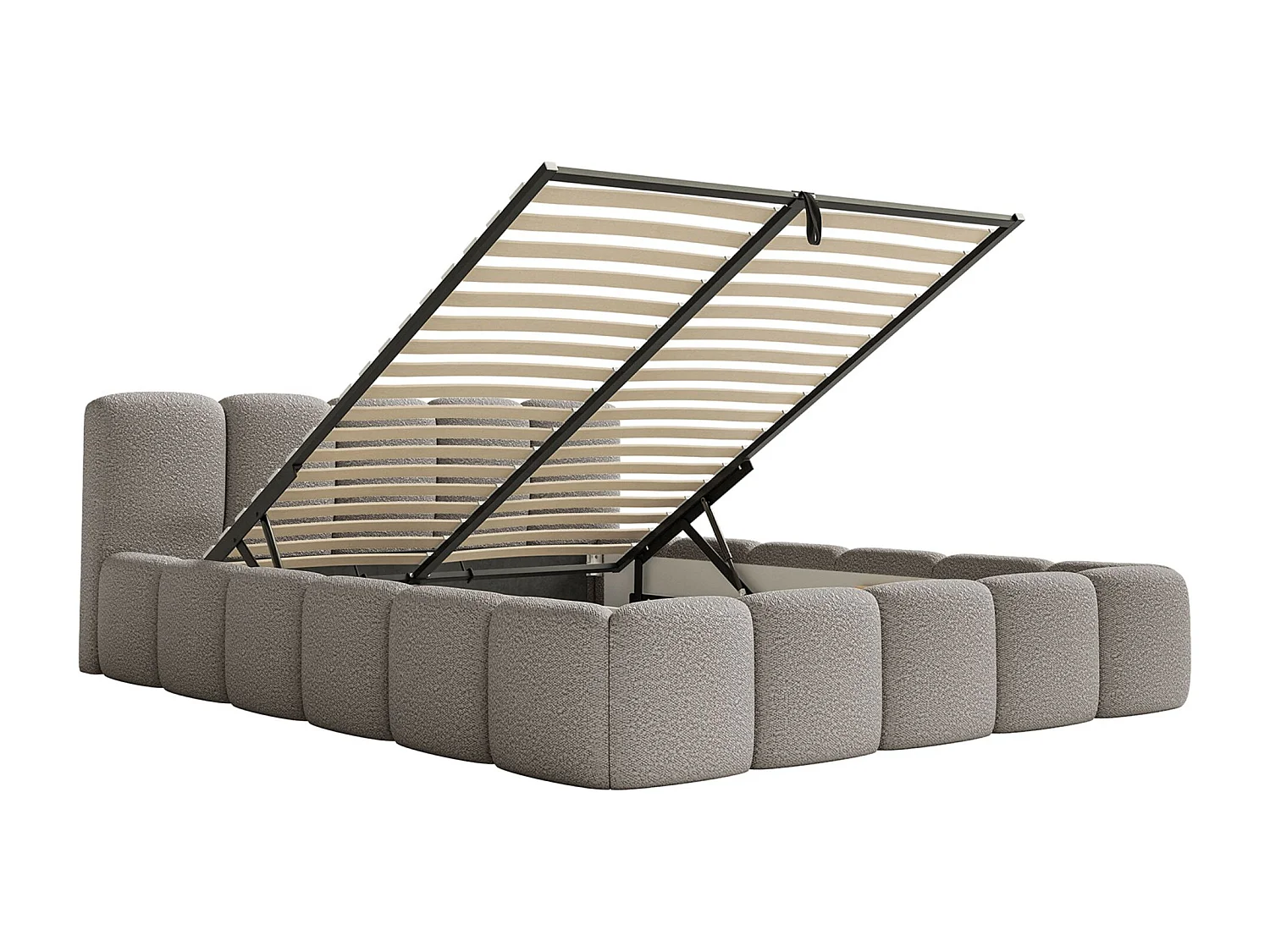 Lit avec coffre 160x200 cm - gris- Cloudy Low