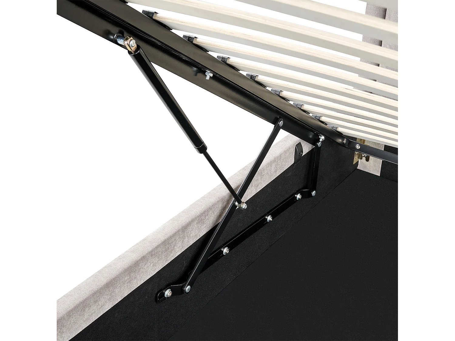 Bett mit Stauraum Stoff QUILLIEN 180 x 200 cm Taupe