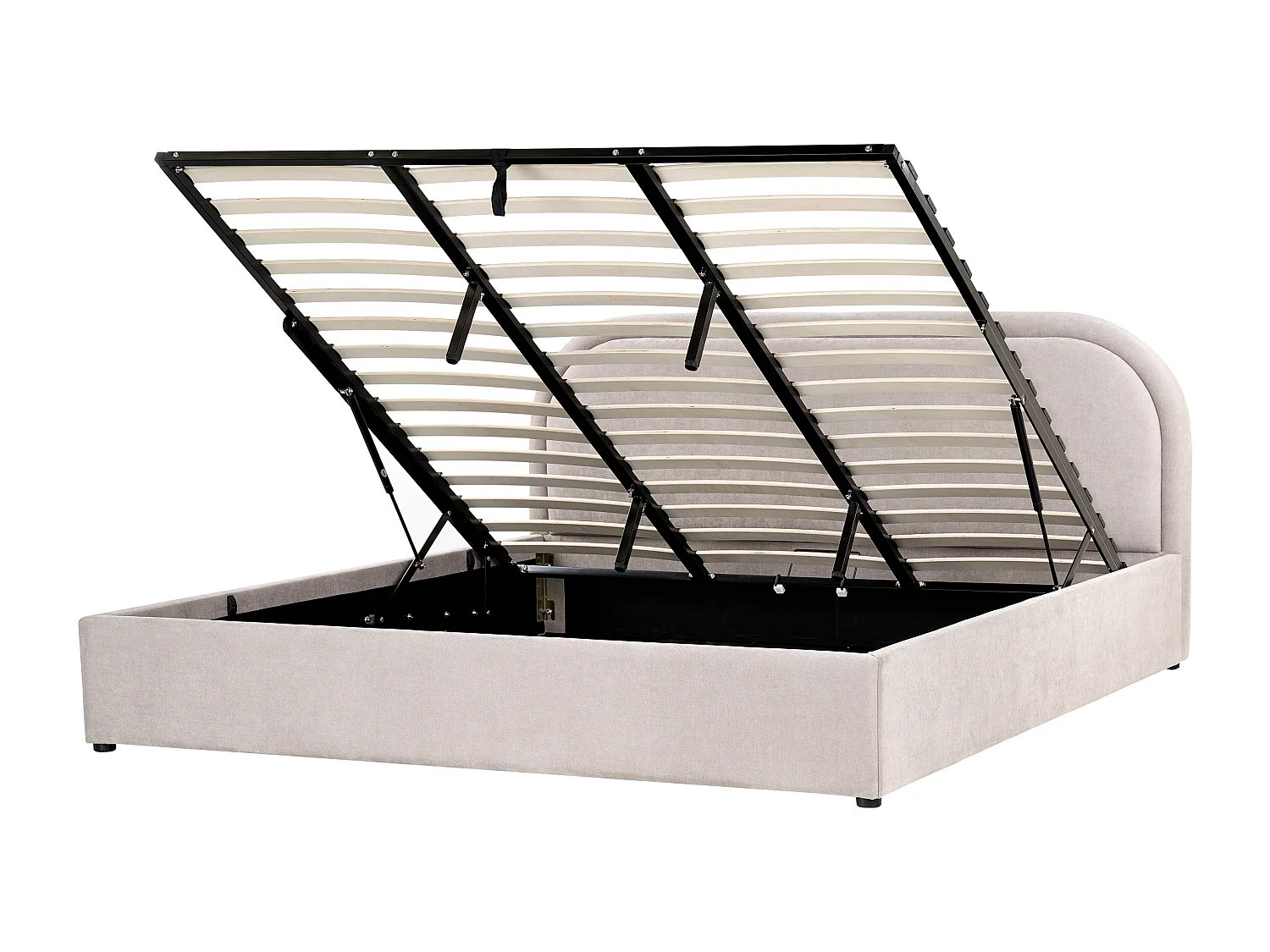 Lit ottoman Tissu QUILLIEN 180 x 200 cm Taupe