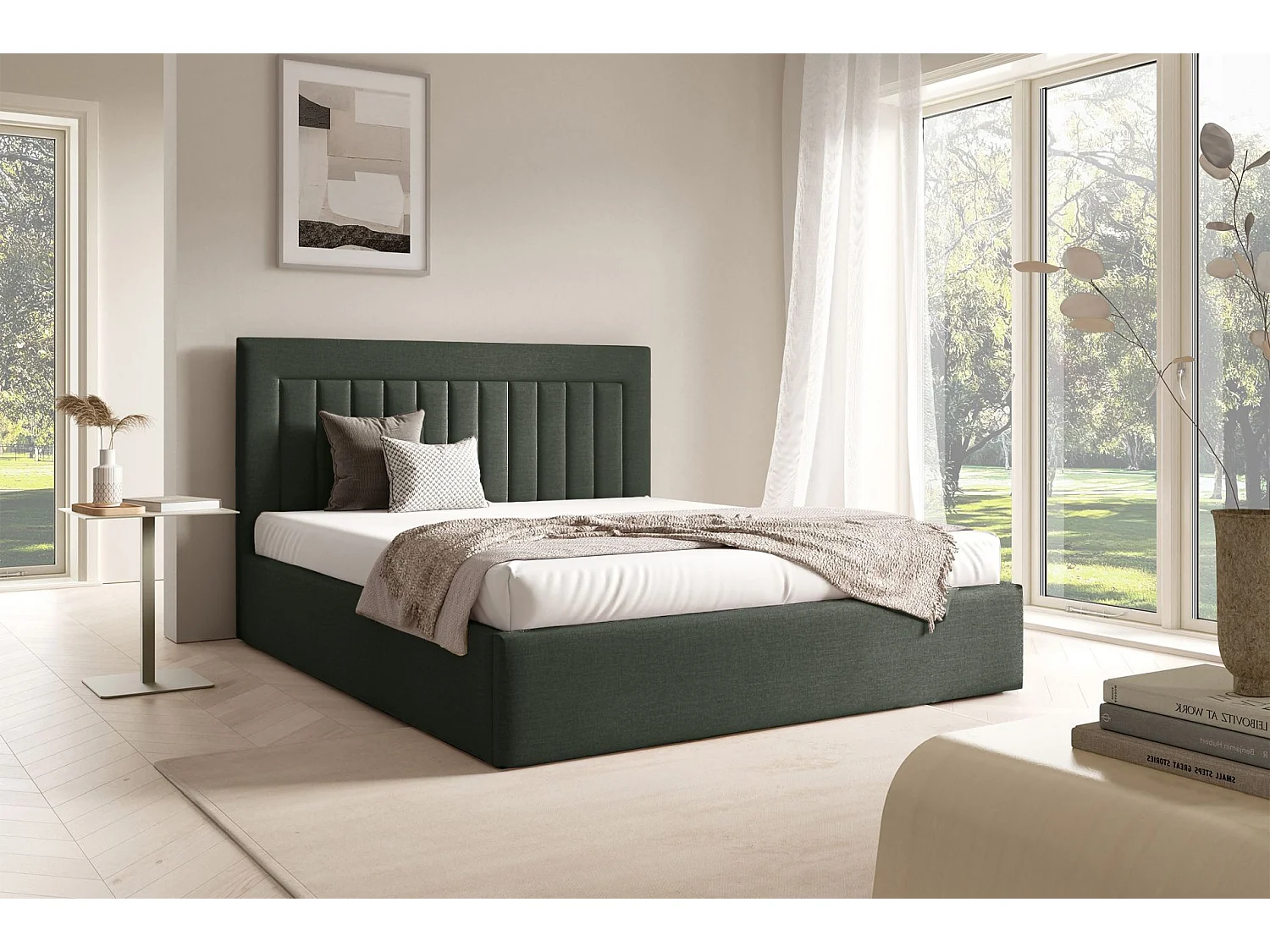 Lit avec coffre 180x200 cm - vert foncé - AVERIN