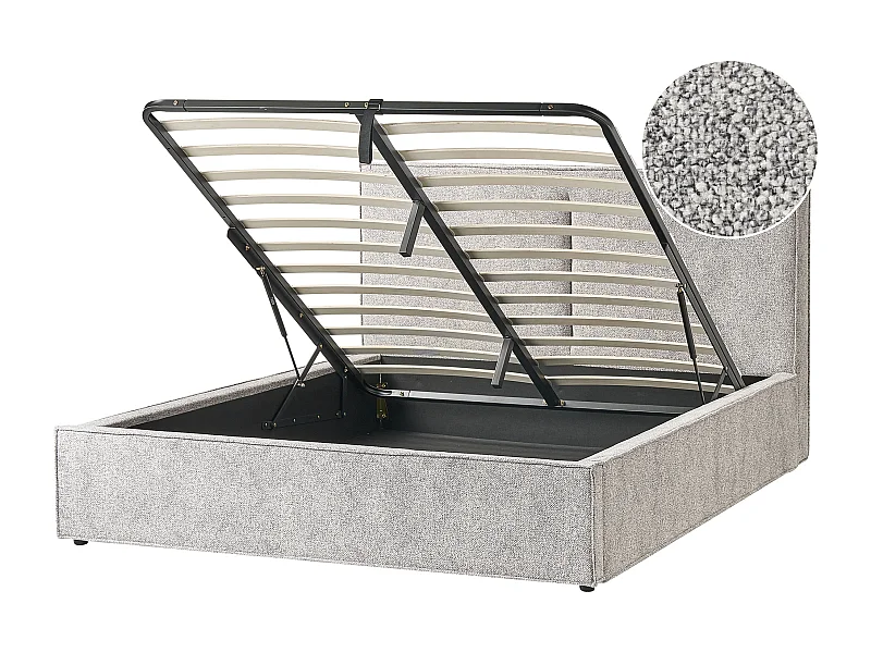 Lit ottoman Velours tricoté MOISSAC 160 x 200 cm Noir/blanc