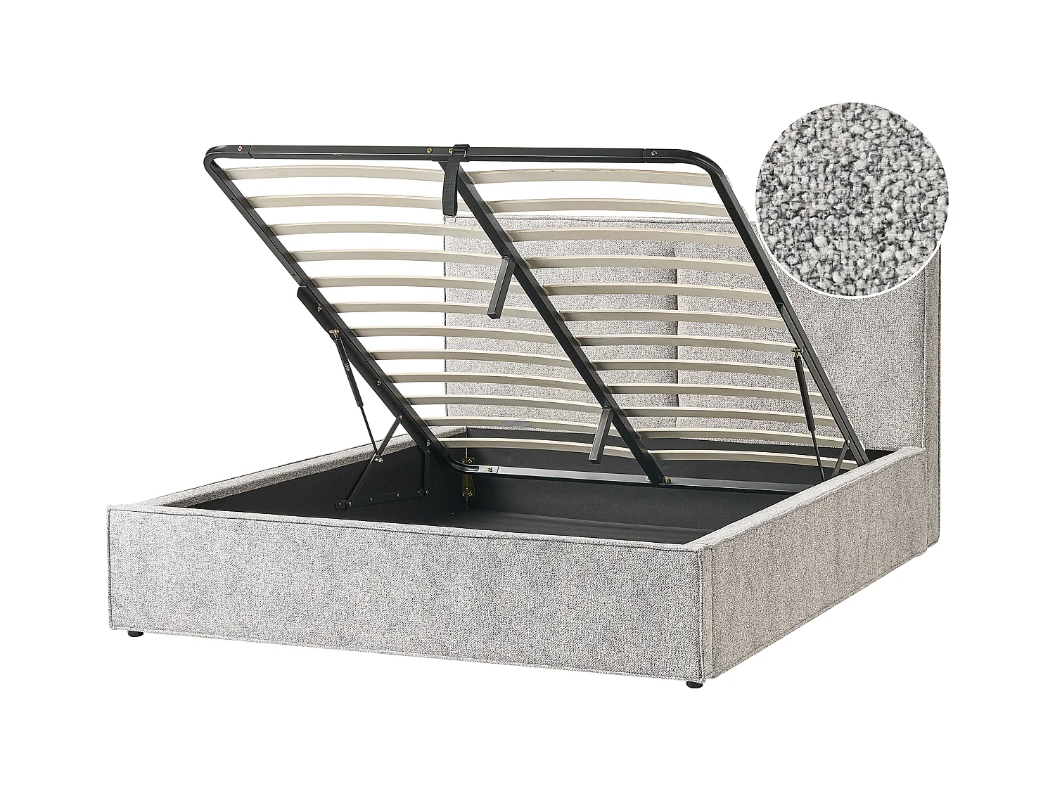 Lit ottoman Velours tricoté MOISSAC 160 x 200 cm Noir/blanc