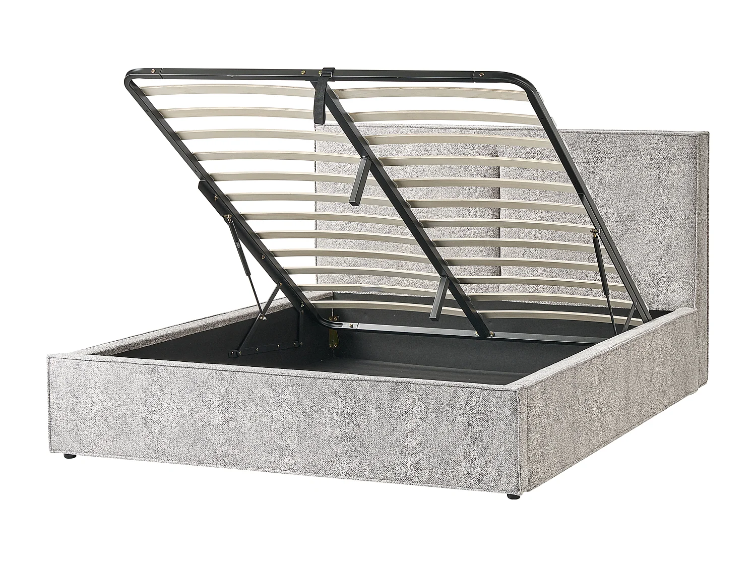 Letto contenitore Velluto elasticizzato MOISSAC 160 x 200 cm Grigio/ Beige