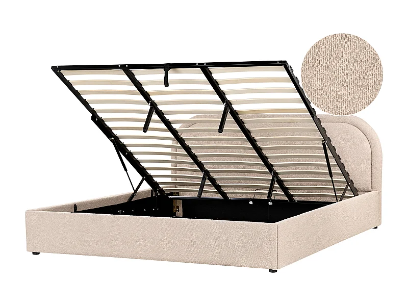 Bett mit Stauraum Bouclé QUILLIEN 180 x 200 cm Beige