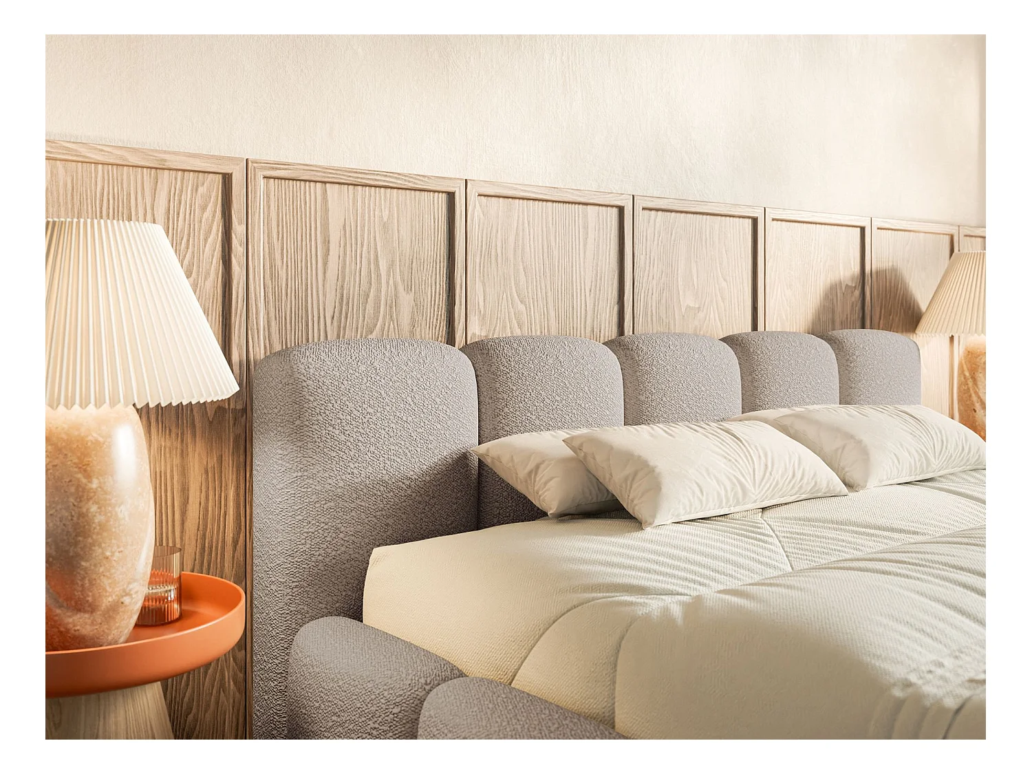 Lit avec coffre 160x200 cm - gris clair- Cloudy Low