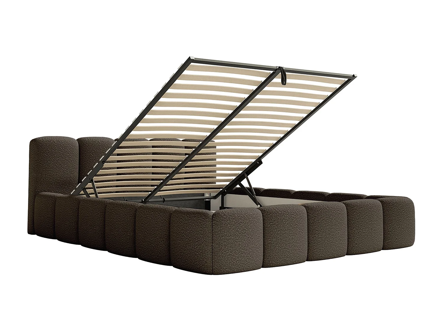 Lit rembourré 200x200 cm - avec coffre - brun- Cloudy Low