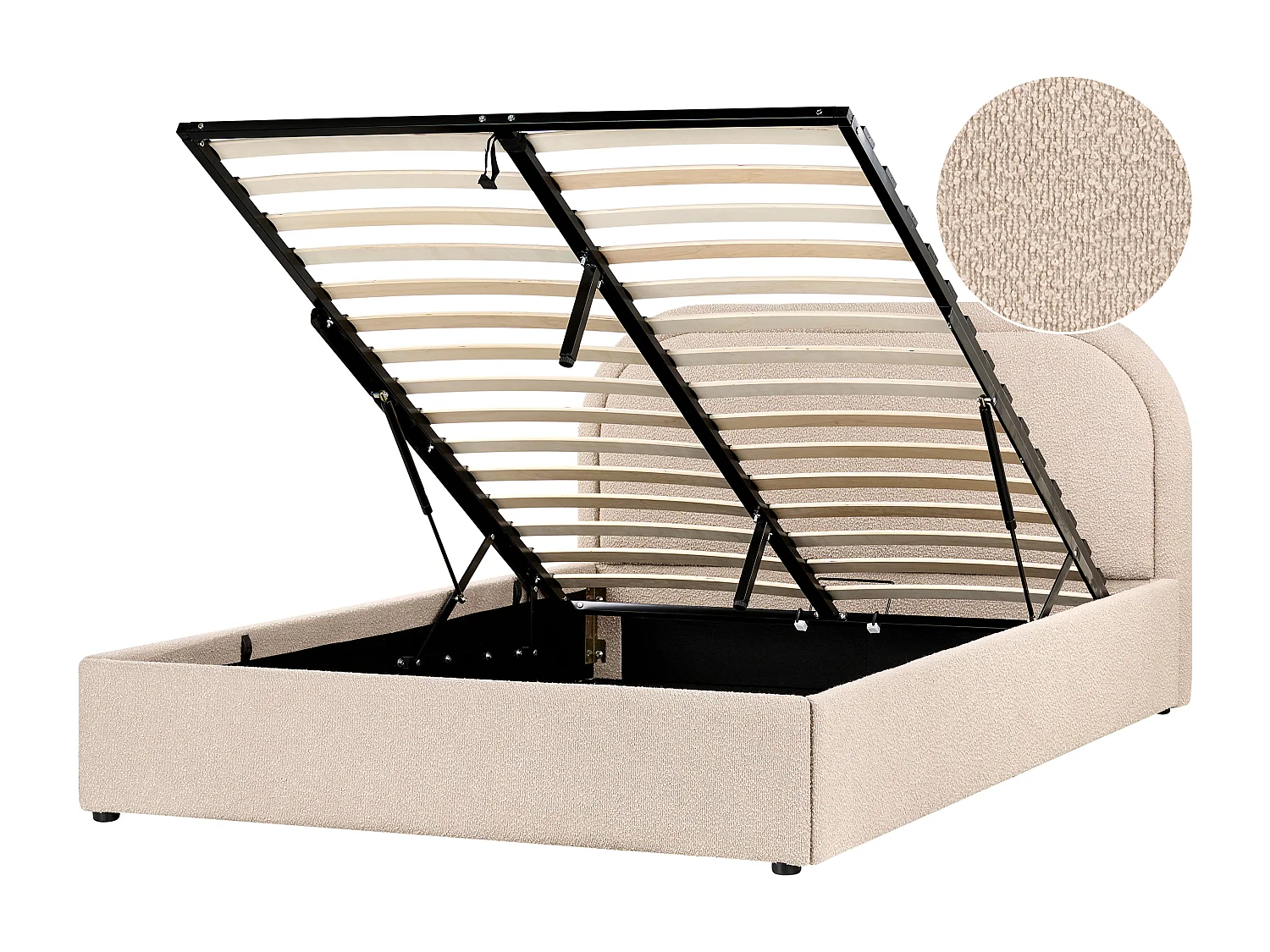 Lit ottoman Bouclé QUILLIEN 140 x 200 cm Beige