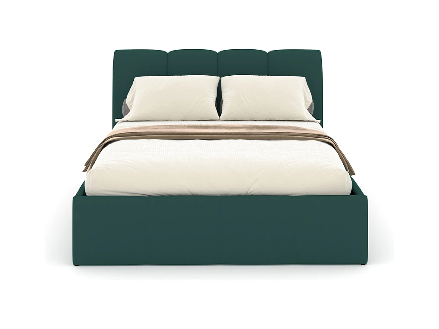 Lit nuage coffre 140x190cm velours vert BALTIMORE