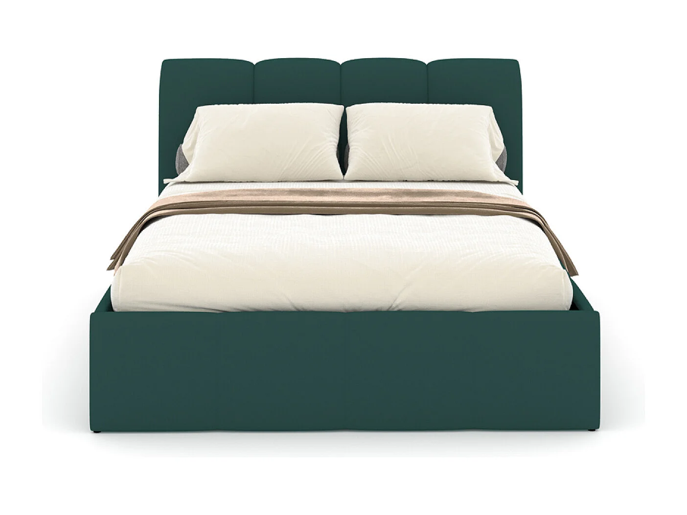 Lit nuage coffre 140x190cm velours vert BALTIMORE
