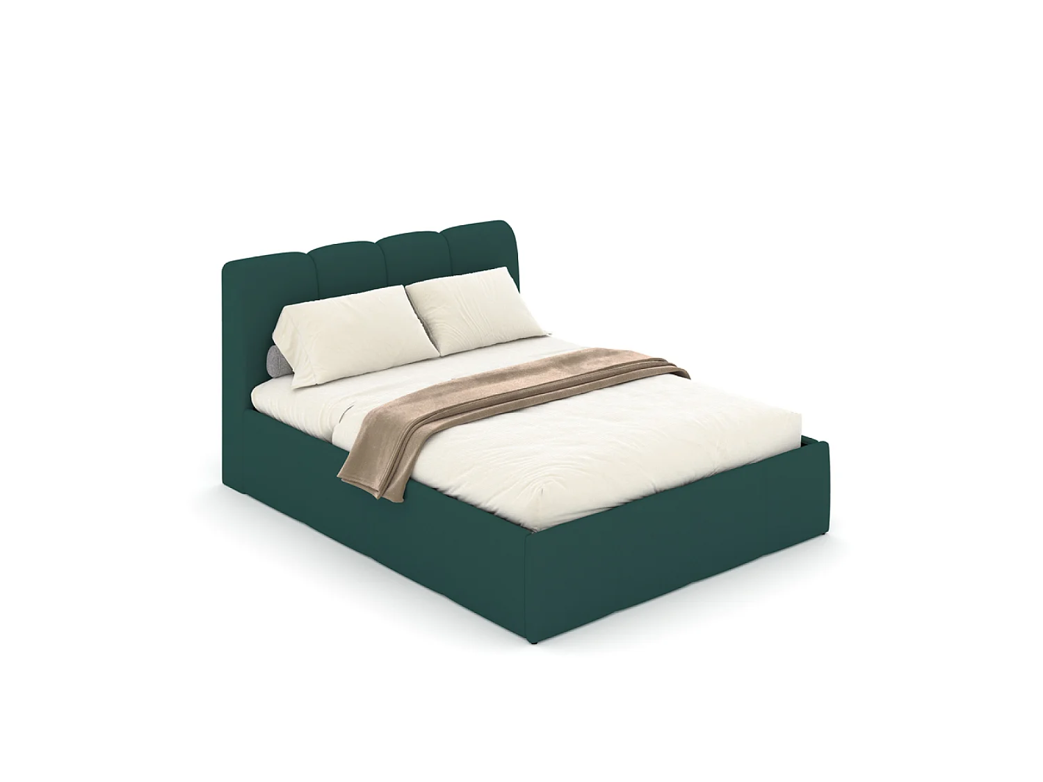BALTIMORE - Lit nuage coffre 140x190cm velours vert