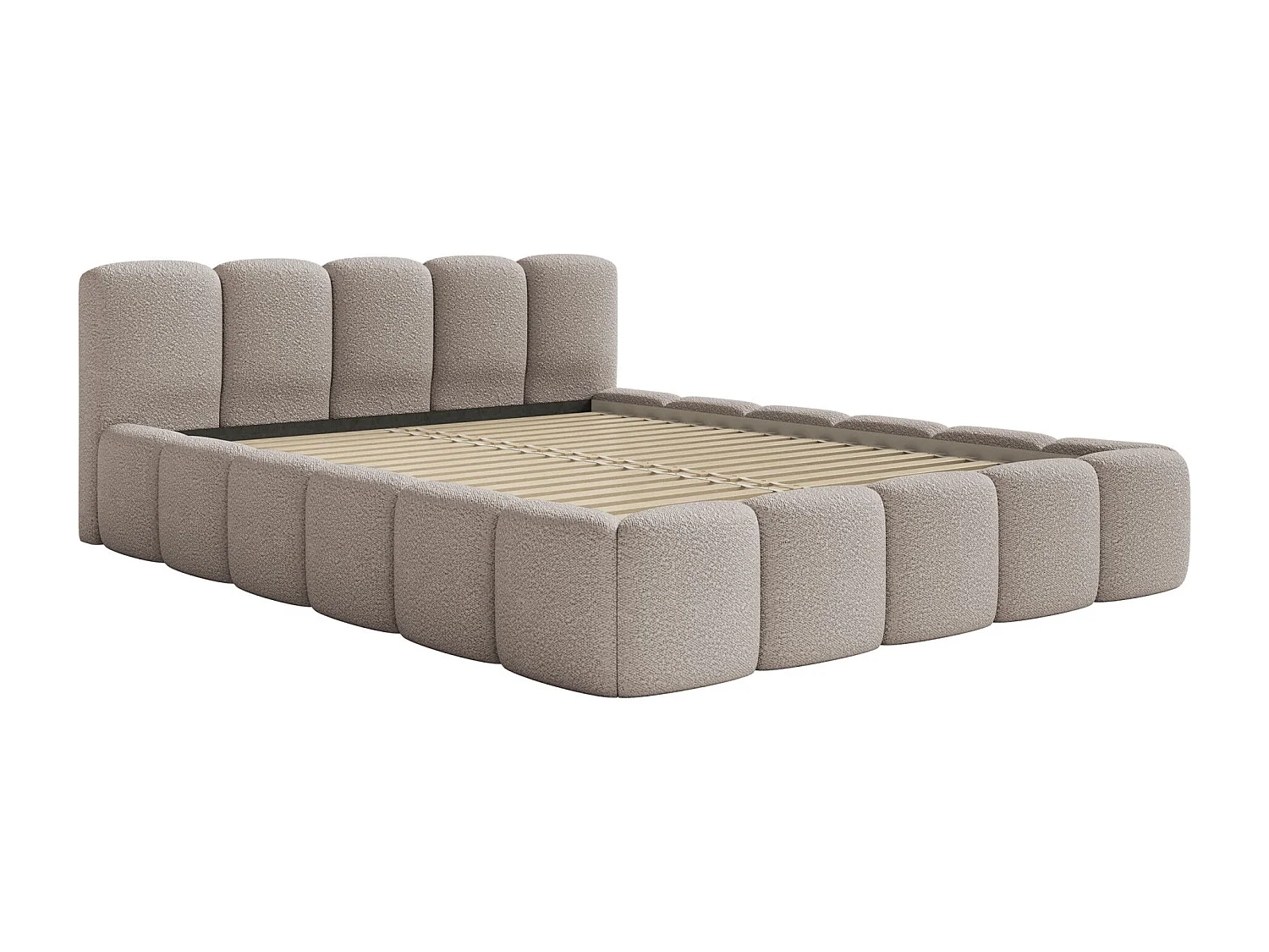 Lit rembourré 140x200 cm - gris clair- Cloudy Low