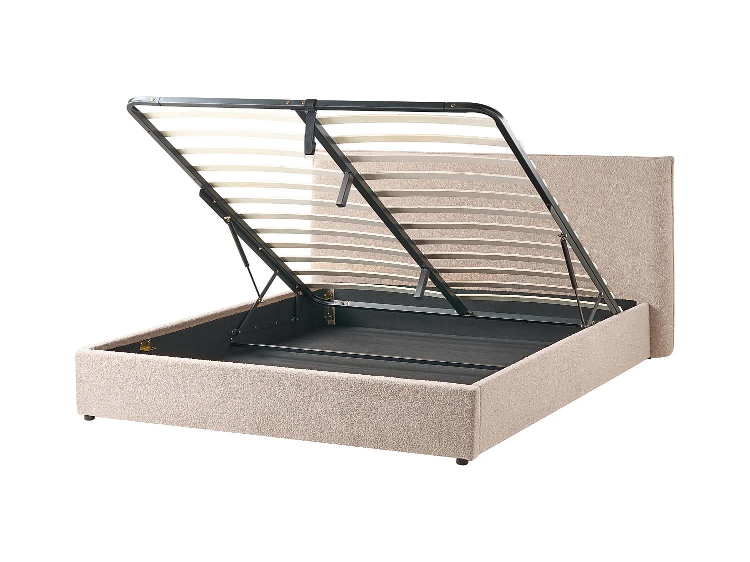 Lit ottoman Bouclé LAVAUR 180 x 200 cm Taupe