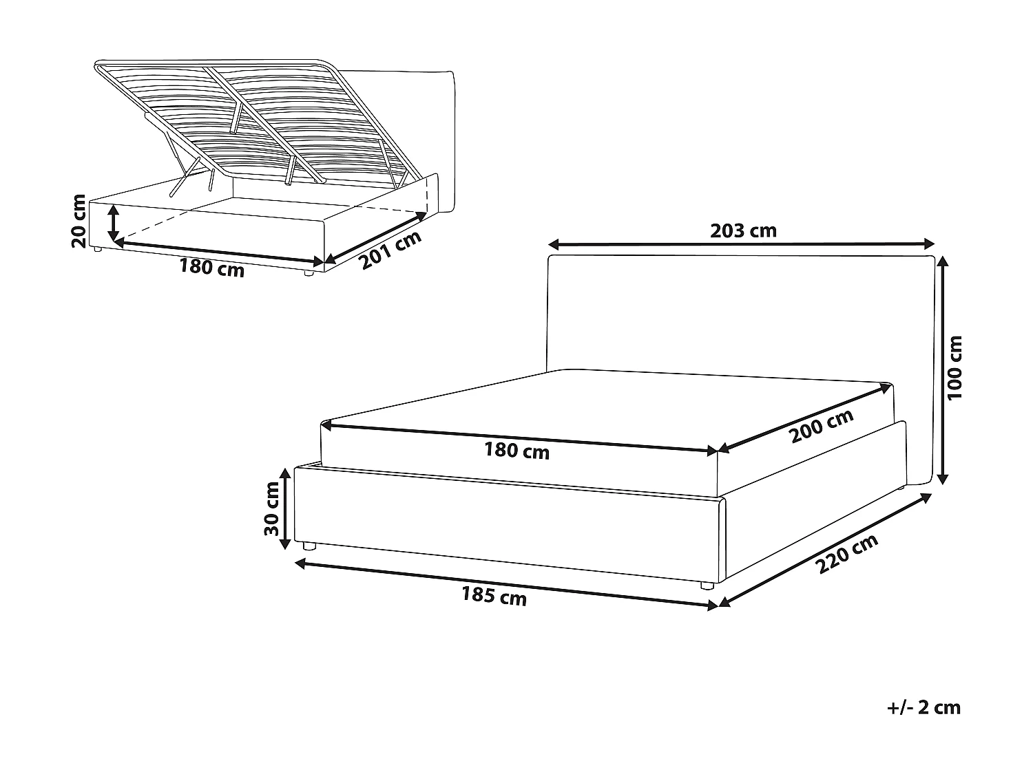 Letto contenitore Bouclé LAVAUR 180 x 200 cm Tortora