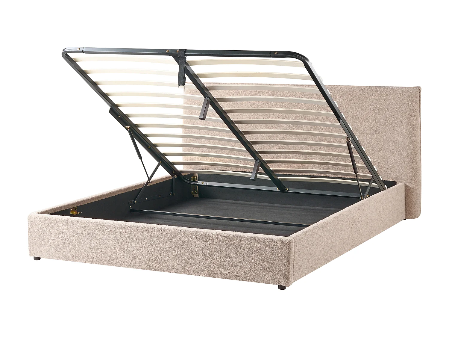 Lit ottoman Bouclé LAVAUR 180 x 200 cm Taupe