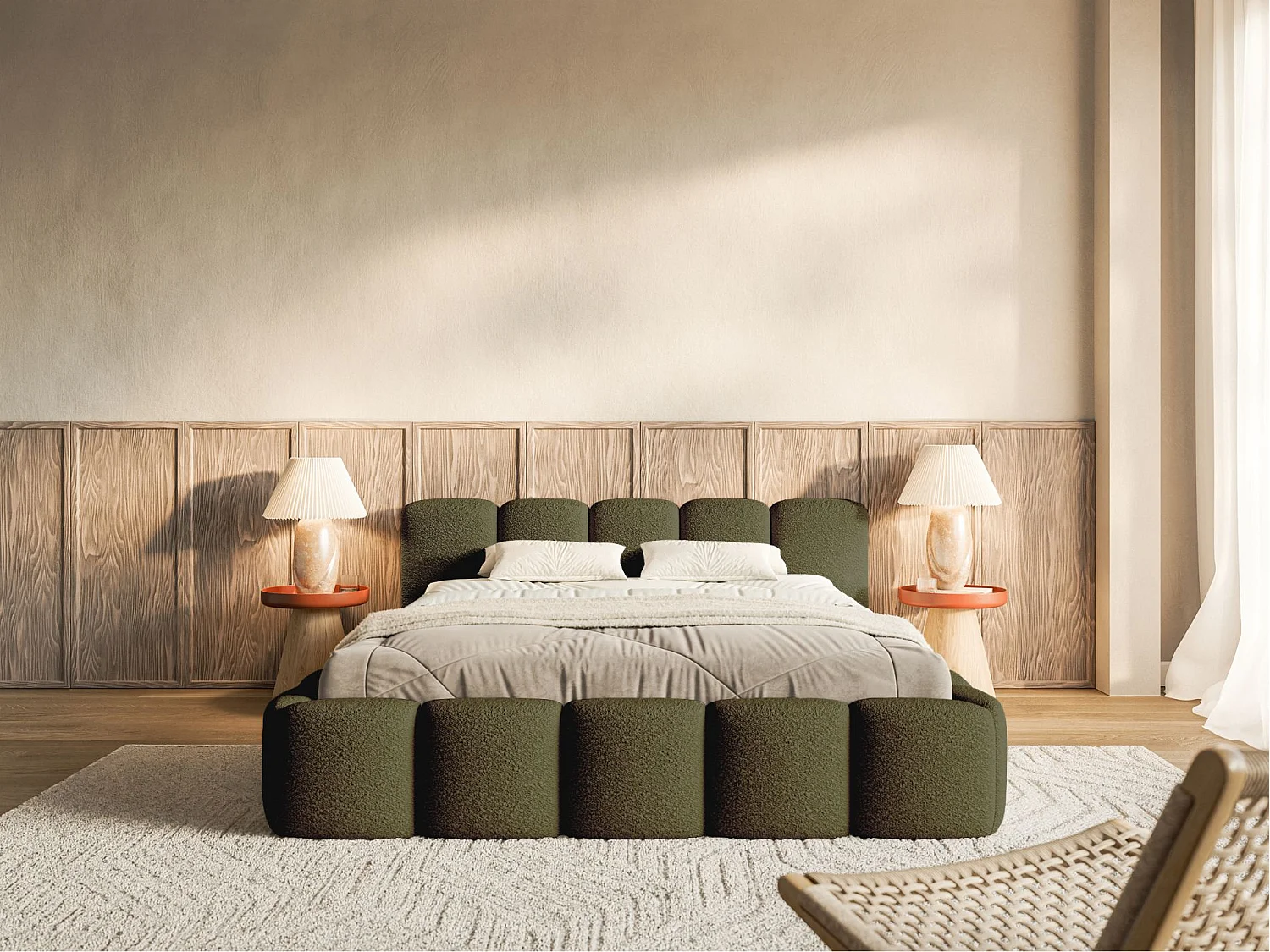 Lit avec coffre 140x200 cm - olive- Cloudy Low