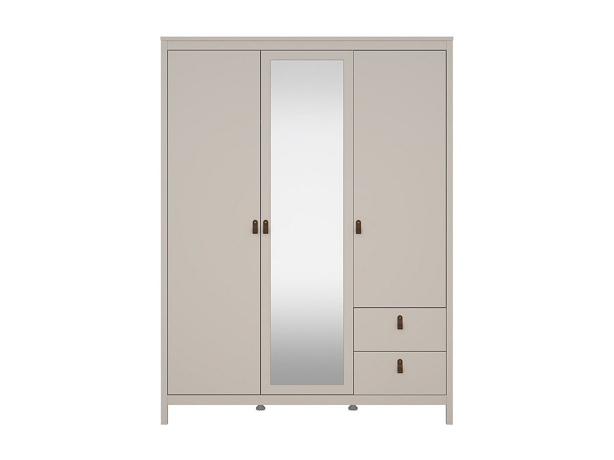 Armoire 3 portes dont 1 miroir et 2 tiroirs blanc L150 cm - BARCELONE