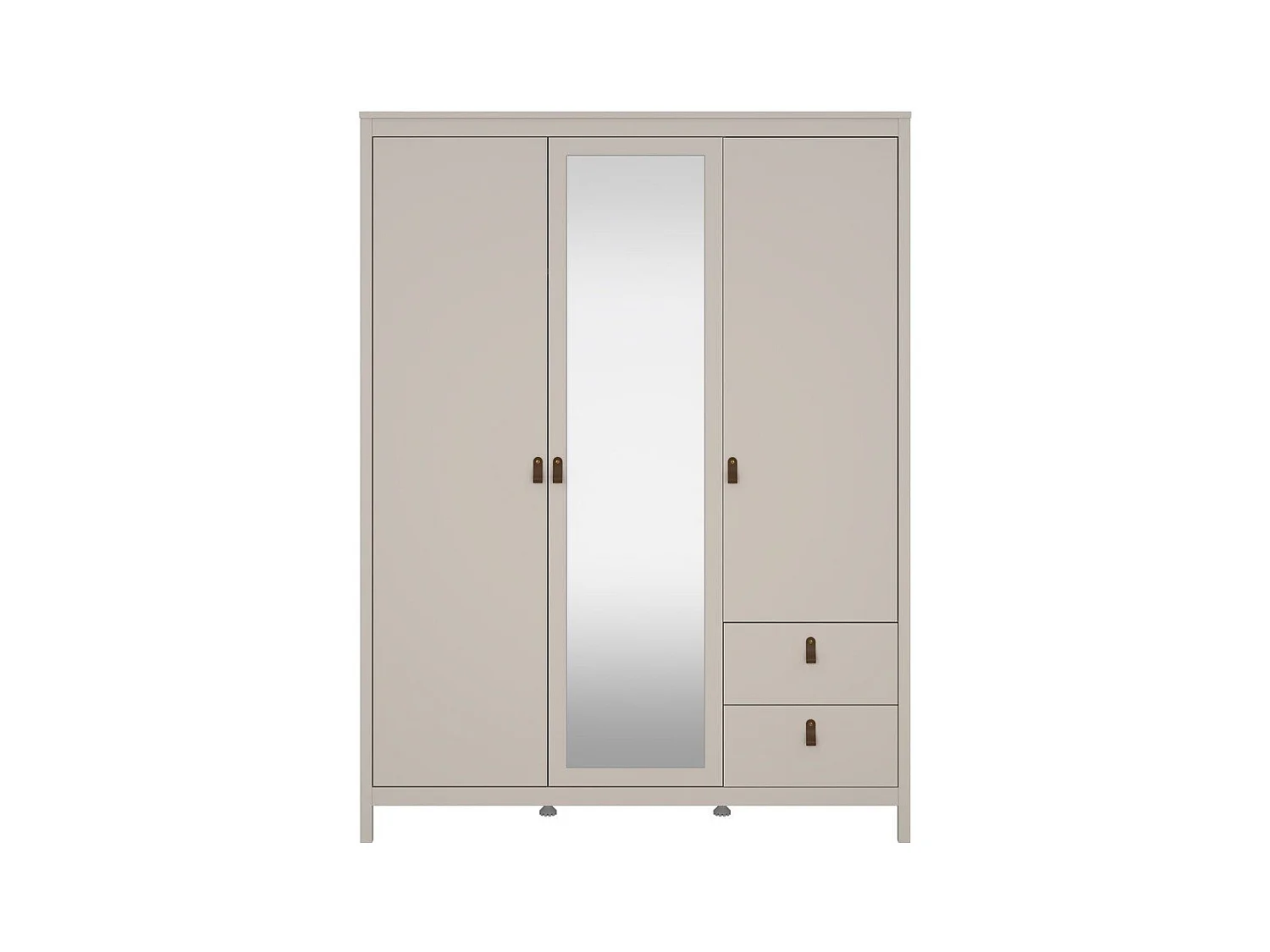 Armoire 3 portes dont 1 miroir et 2 tiroirs blanc L150 cm - BARCELONE