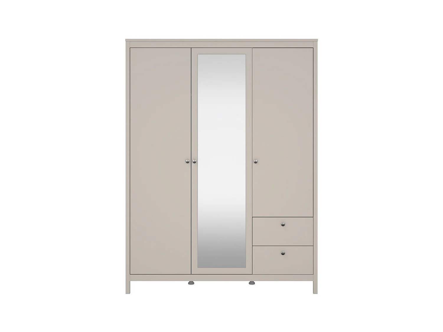 Armoire 3 portes dont 1 miroir et 2 tiroirs blanc L150 cm - BARCELONE
