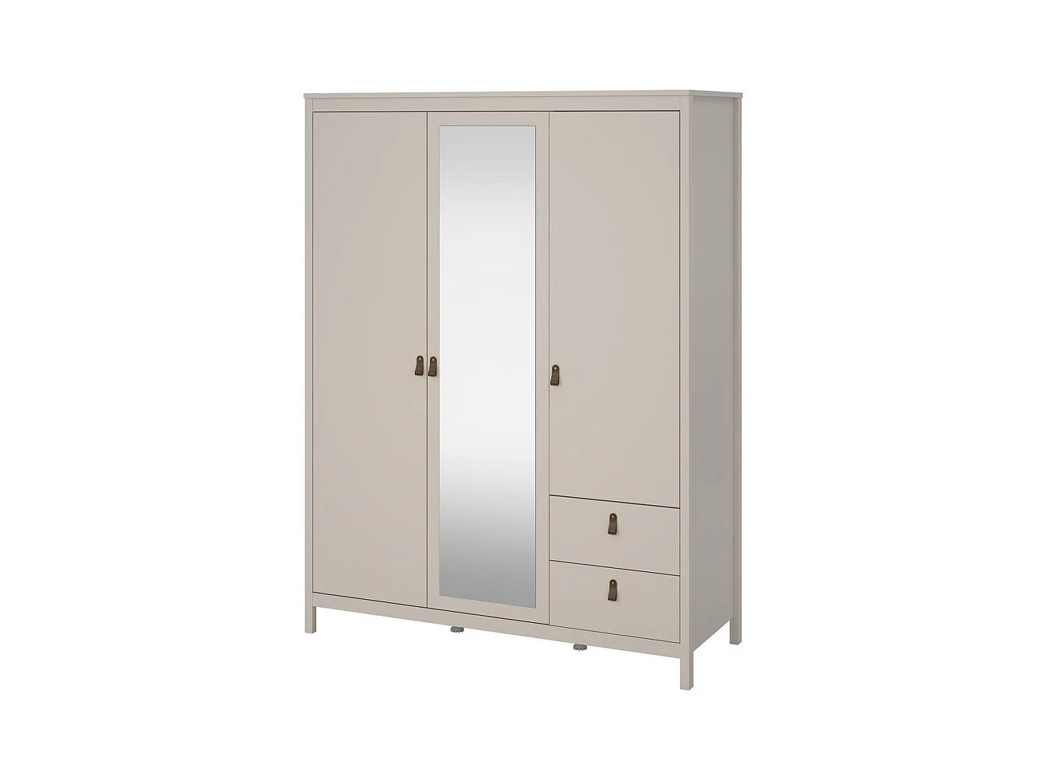 Armoire 3 portes dont 1 miroir et 2 tiroirs blanc L150 cm - BARCELONE
