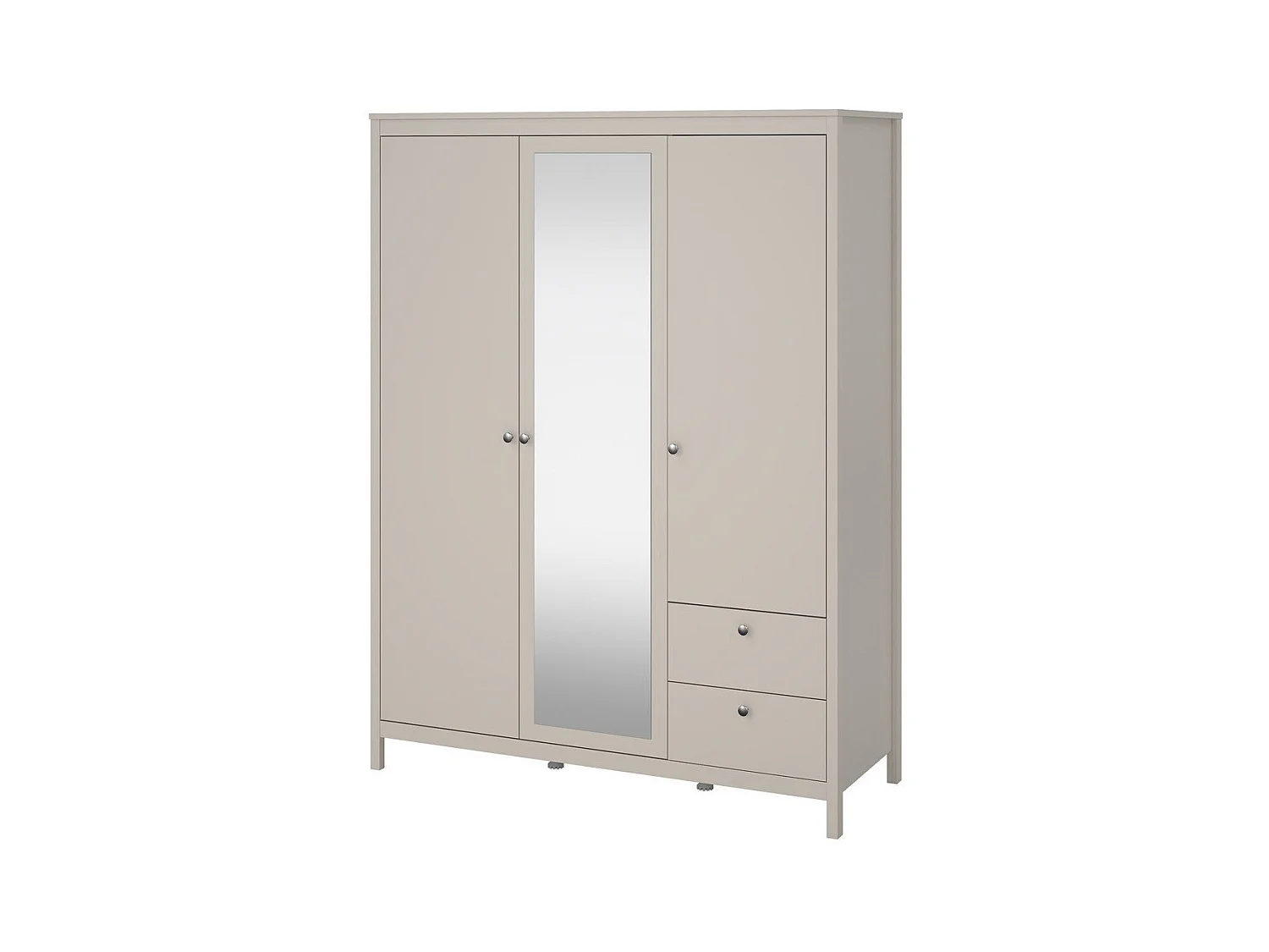 Armoire 3 portes dont 1 miroir et 2 tiroirs blanc L150 cm - BARCELONE