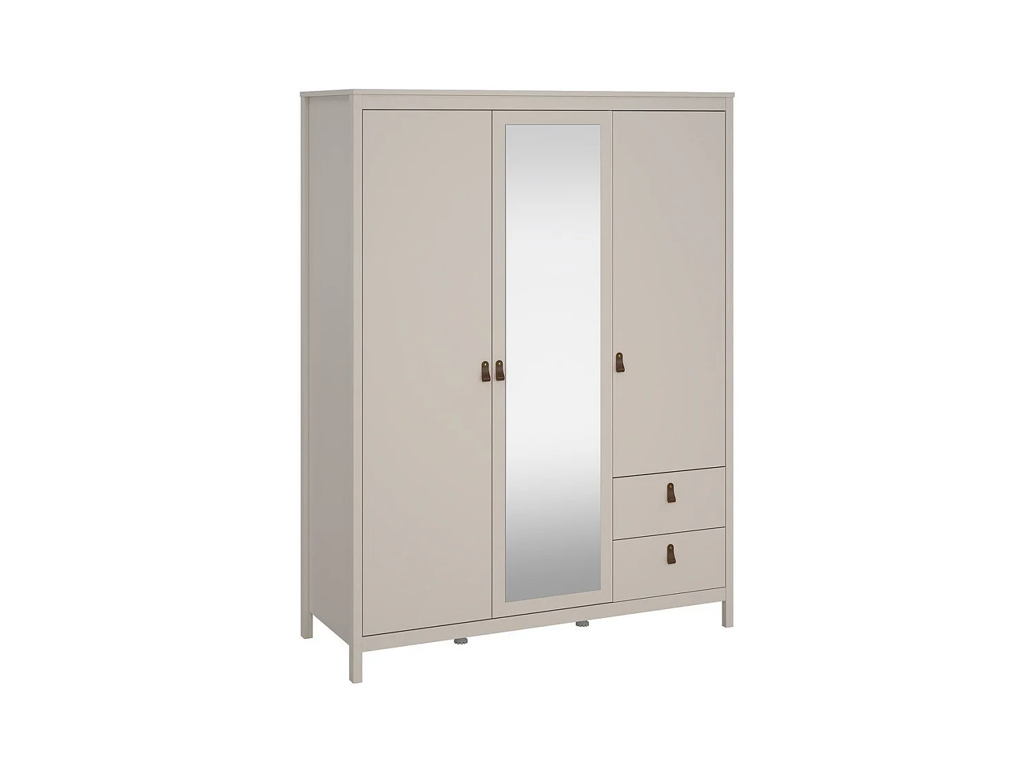 Armoire 3 portes dont 1 miroir et 2 tiroirs blanc L150 cm - BARCELONE