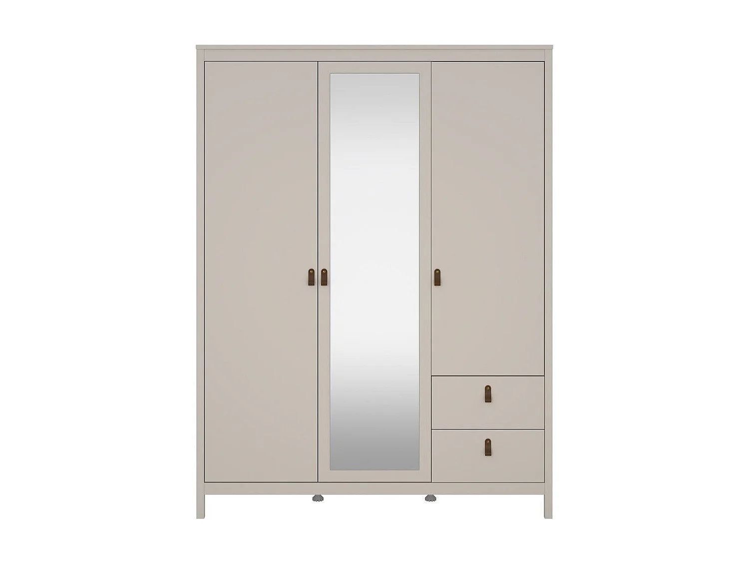 Armoire 3 portes dont 1 miroir et 2 tiroirs blanc L150 cm - BARCELONE