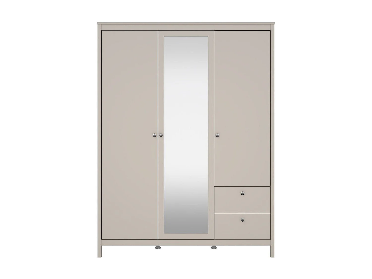 Armoire 3 portes dont 1 miroir et 2 tiroirs blanc L150 cm - BARCELONE